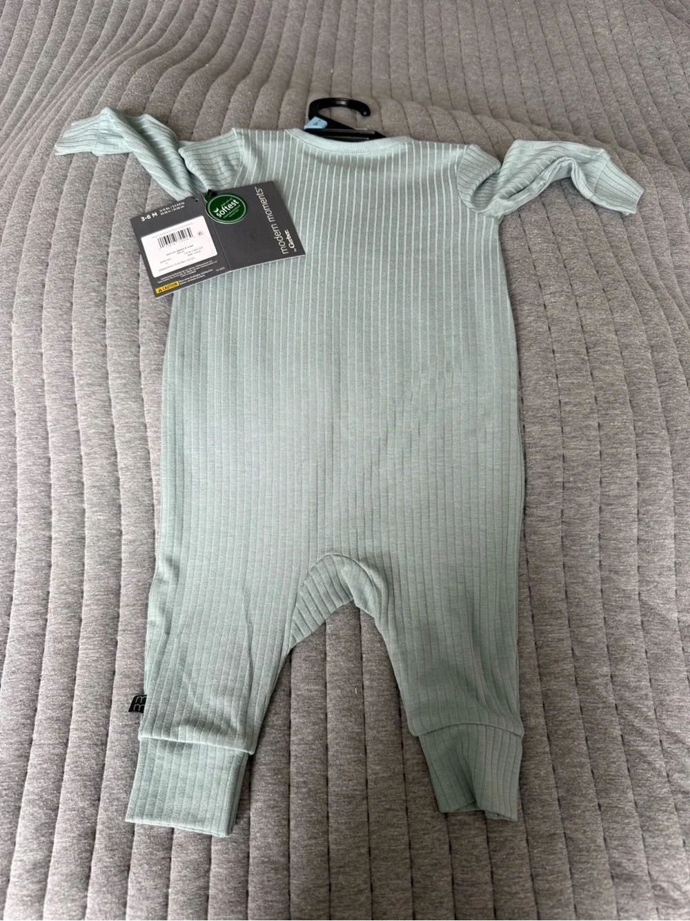 Gerber Sage Green Ribbed Zipper Footie